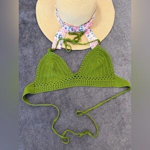 Green Crochet Bikini Top